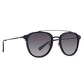 Camden by DIFF polarized sunglasses in Black Smoke, with black frames, gray gradient lenses, and a double bridge on a white background.